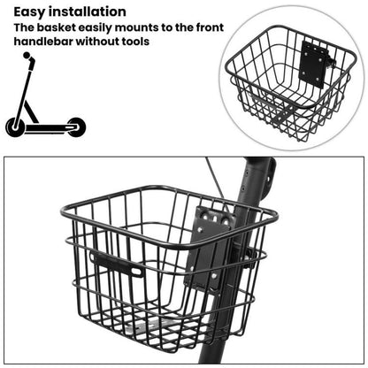 Panier avant universel pour trottinette électrique, panier portable pratique en tube de fer
