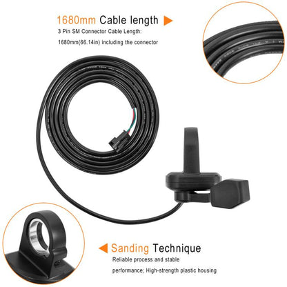 Accélérateur de vélo électrique 108X R Démarrage Poignée tournante de vitesse réglable Accélérateur de pouce Frein, Connecteur femelle carré 3 trous, Broche carrée 3 broches, Broche ronde 3 broches