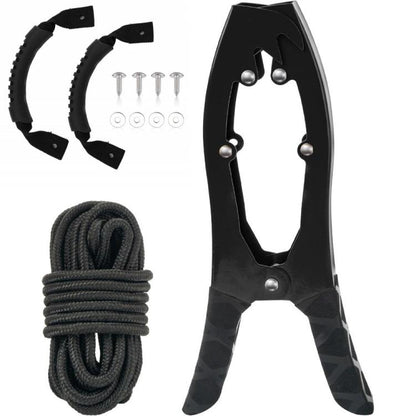 Canoe/Kayak Self-Locking Stainless Steel Anchor Clamp With Toothed Jaws, Black, Black + Metal Buckle, Black + Kayak Handrail, Black + Metal Buckle + Kayak Handrail