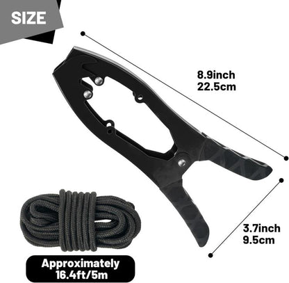Canoe/Kayak Self-Locking Stainless Steel Anchor Clamp With Toothed Jaws, Black, Black + Metal Buckle, Black + Kayak Handrail, Black + Metal Buckle + Kayak Handrail