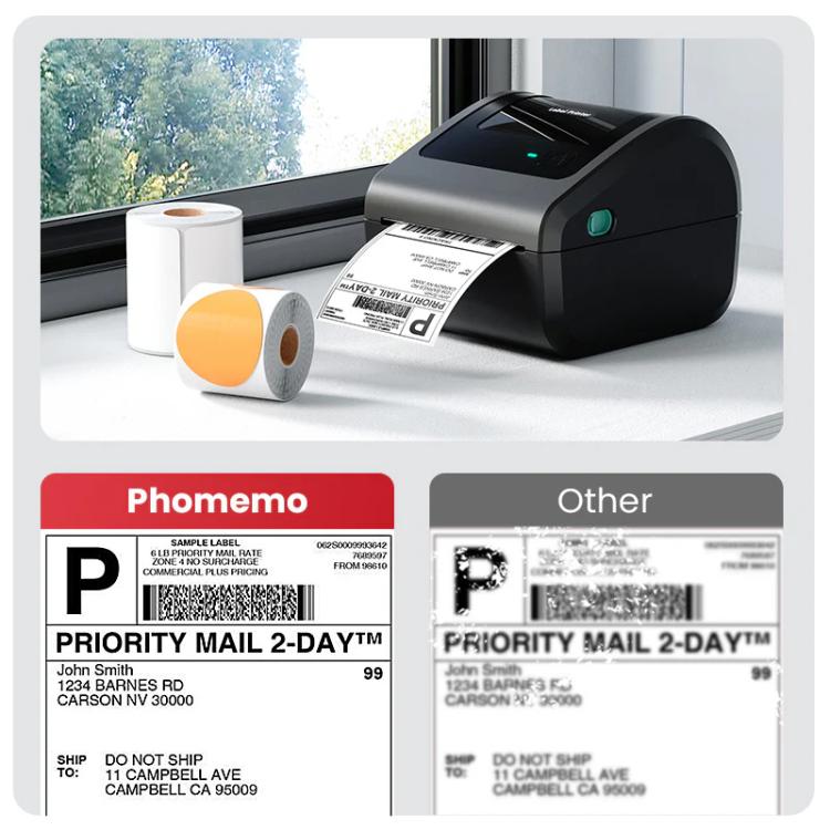 Phomemo D450-BT Bluetooth Shipping Label Printer Inkless Barcode Label Maker for 20-115mm Labels, D450-BT