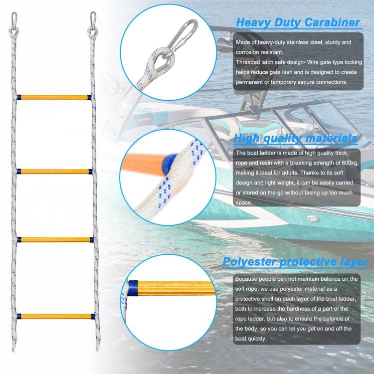 Échelle de corde d'entraînement multifonctionnelle en résine pour bateau, blanc 1m, blanc 1.4m, blanc 1.8m