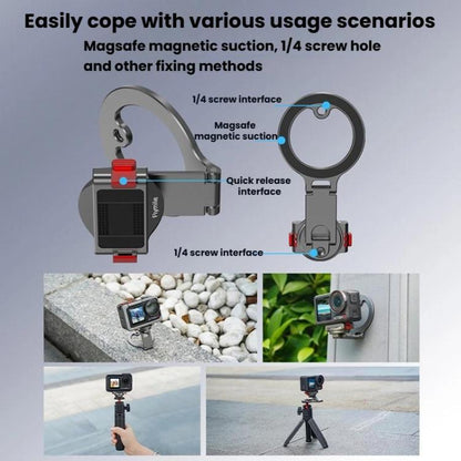 For DJI Osmo Action 3 / 4 / 5 Pro / Osmo 360 Flymile Quick-Release Magnetic Mount, OM12
