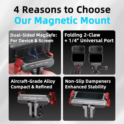 For DJI Osmo Nano Flymile Magnetic Quick-Release Base Two-Jaw Foldable Extension Bracket Accessories For Action Cameras, Metal