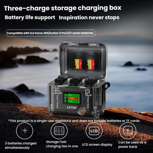 Organizador multifuncional para la carga de baterías de DJI Osmo 360 / Action 5 Pro / Action 4 / Action 3, LKTOP ACG247