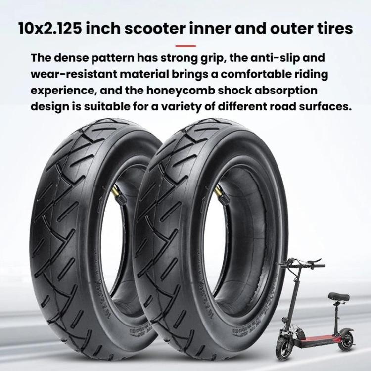 For Kugoo M4 Electric Scooter Anti-Slip Shock-Absorbing Wear-Resistant Rubber Tire, 10 x 2.125 Outer Tire, 10 x 2.125 45-Degree Curved-Valve Inner Tire, 10 x 2.125 90-Degree Curved-Valve Inner Tire, 10 x 2.125 Outer Tire + 45-Degree Inner Tire