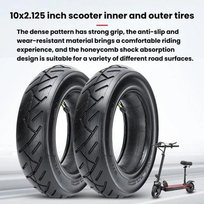 For Kugoo M4 Electric Scooter Anti-Slip Shock-Absorbing Wear-Resistant Rubber Tire, 10 x 2.125 Outer Tire, 10 x 2.125 45-Degree Curved-Valve Inner Tire, 10 x 2.125 90-Degree Curved-Valve Inner Tire, 10 x 2.125 Outer Tire + 45-Degree Inner Tire