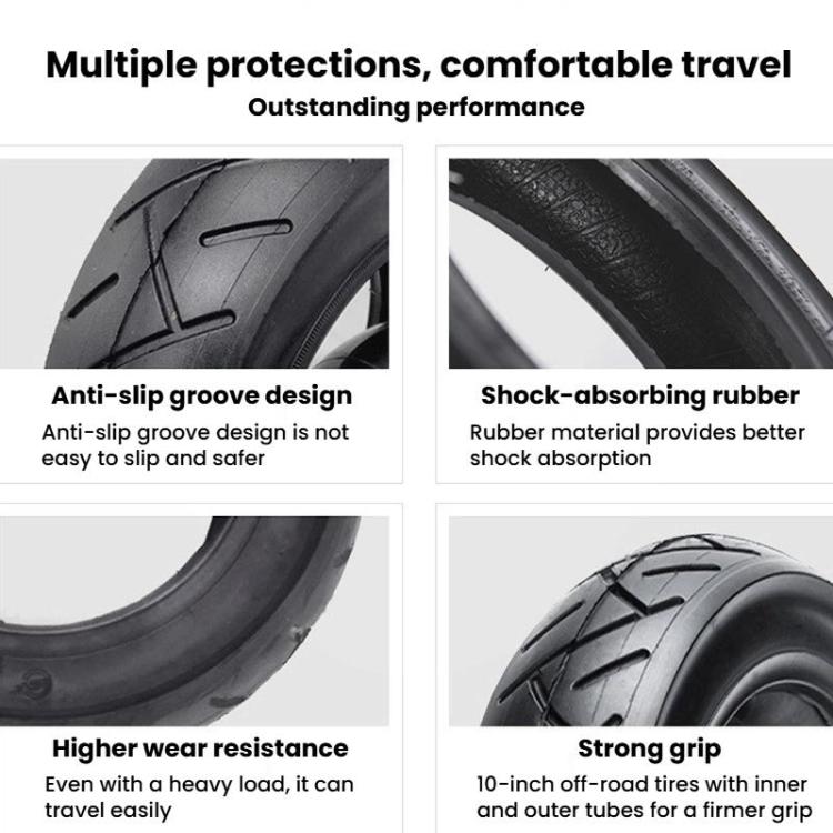 For Kugoo M4 Electric Scooter Anti-Slip Shock-Absorbing Wear-Resistant Rubber Tire, 10 x 2.125 Outer Tire, 10 x 2.125 45-Degree Curved-Valve Inner Tire, 10 x 2.125 90-Degree Curved-Valve Inner Tire, 10 x 2.125 Outer Tire + 45-Degree Inner Tire