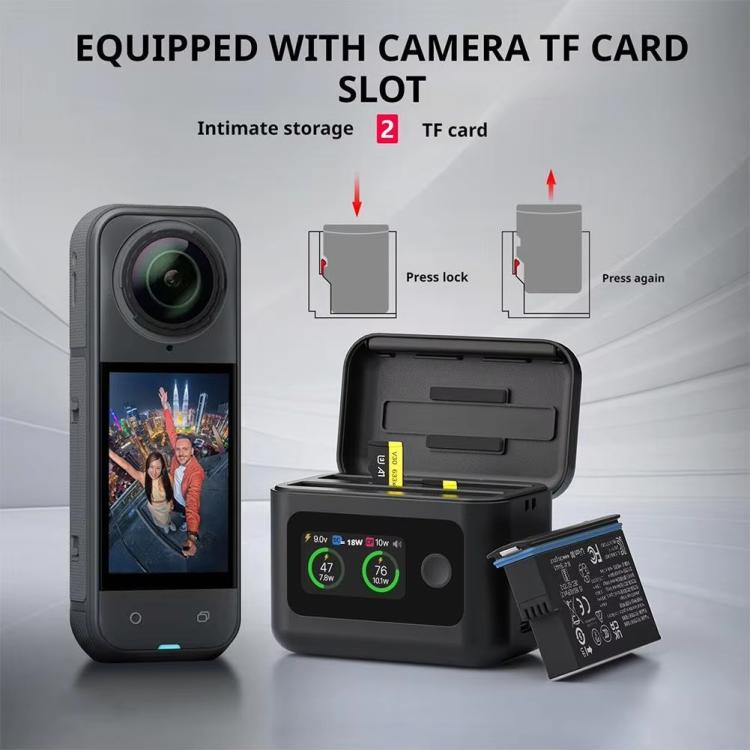 SYMIK Battery Charger Hub For Insta360 X5 Charging Station Portable Power Manager With 1.47-Inch LCD Screen