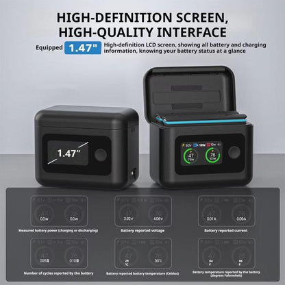 SYMIK Battery Charger Hub For Insta360 X5 Charging Station Portable Power Manager With 1.47-Inch LCD Screen