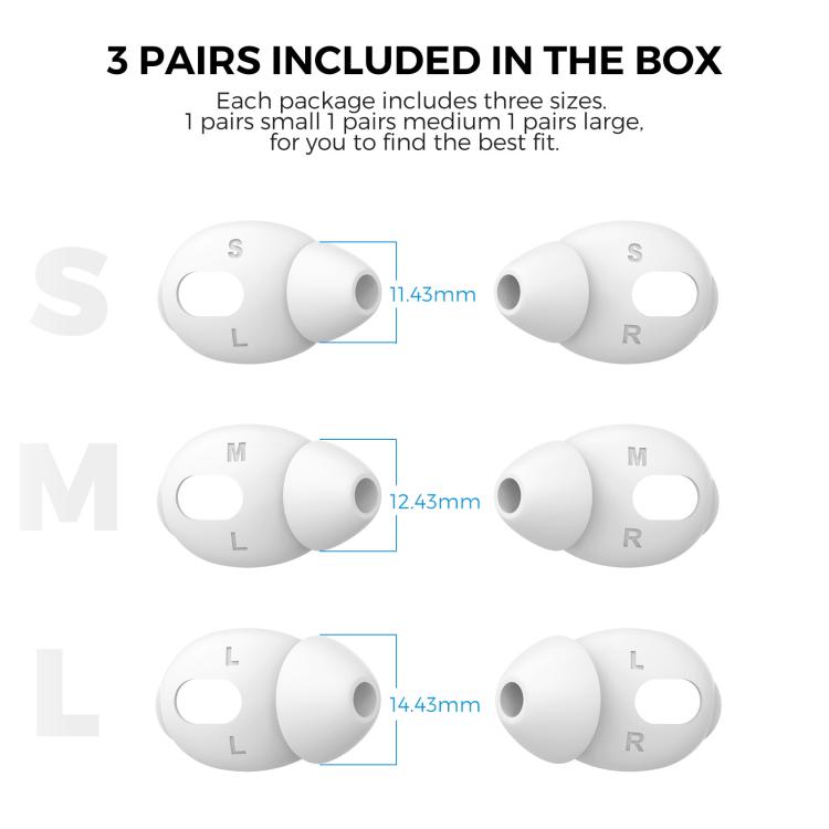 For AirPods 3 AhaStyle PT66-3 3pairs S+M+L Earphone Silicone Acoustic Earplugs, For AirPods 3 PT66-3