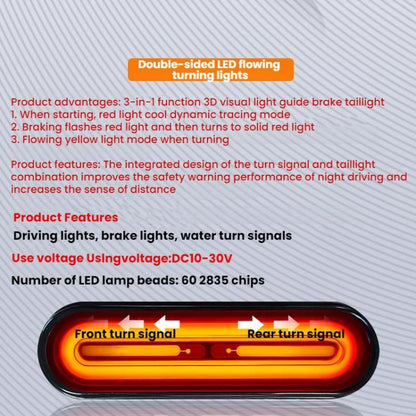 Feu arrière de frein 60 LED DC10-80V avec clignotant pour motos et vélos électriques de plage