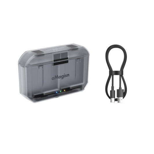 Estuche de carga y cargador de batería AMagisn PD12 para DJI Osmo 360/ Action 5 Pro / 4 / 3, PD12