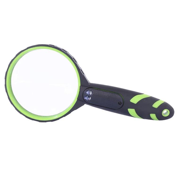 10X 75mm 2LEDs Shockproof Handheld Magnifying Glass For Reading Identification