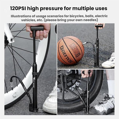 WEST BIKING Mini Portable Bicycle High-Pressure 120PSI Pump