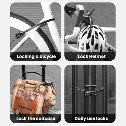 WEST BIKING Bicycle/Motorcycle Helmet Anti-Theft Portable Combination Cable Tie Lock, Bear Short, Bear Long, Regular Short, Regular Long