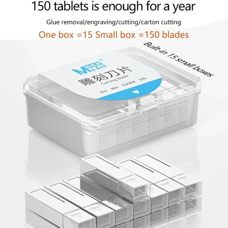 MaAnt M077 150pcs /Box Double-sided Flat Blade Cell Phone Repair Back Cover Removal Artistic Engraving Knife Blade, No. 4A, No. 4, No. 11, No. 16, No. 17