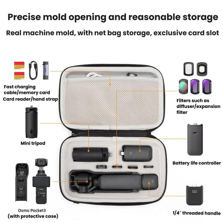 For DJI Osmo Pocket 3 Cwatcun D224 Medium EVA Hard Shell Bag Shockproof Pressure Resistant Storage Bag