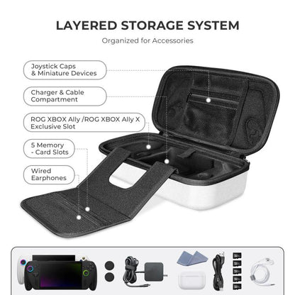 JYS Hard Carrying Case for ROG Xbox Ally/X Handheld Portable Travel Zipper Bag, JYS-X152 Black, JYS-X152 White