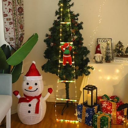 LED Santa Claus Climbing Ladder Lights Animated Christmas Tree Decoration, 1.2m 6 Grids Trapezoidal, 2m 8 Grids Trapezoidal