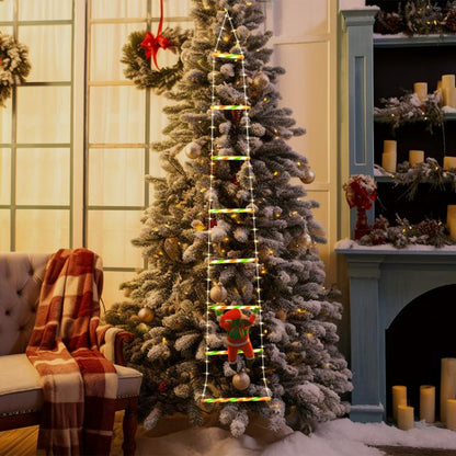 LED Santa Claus Climbing Ladder Lights Animated Christmas Tree Decoration, 1.2m 6 Grids Trapezoidal, 2m 8 Grids Trapezoidal