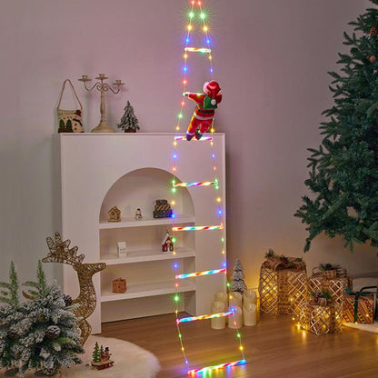 LED Santa Claus Climbing Ladder Lights Animated Christmas Tree Decoration, 1.2m 6 Grids Trapezoidal, 2m 8 Grids Trapezoidal