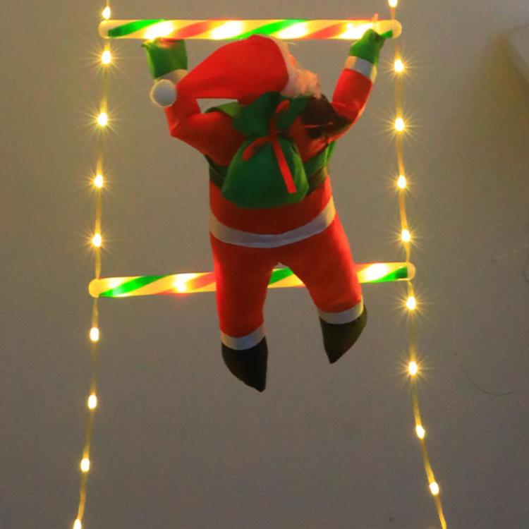 LED Santa Claus Climbing Ladder Lights Animated Christmas Tree Decoration, 1.2m 6 Grids Trapezoidal, 2m 8 Grids Trapezoidal