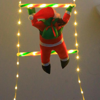 LED Santa Claus Climbing Ladder Lights Animated Christmas Tree Decoration, 1.2m 6 Grids Trapezoidal, 2m 8 Grids Trapezoidal