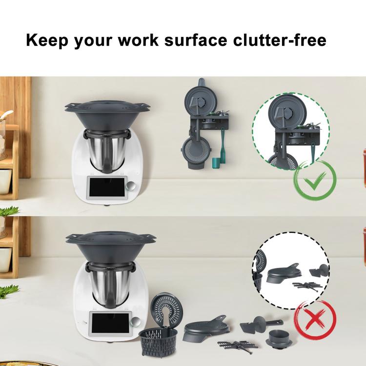 Support mural pour Thermomix TM31/TM5/TM6, organiseur d'accessoires, étagère de rangement peu encombrante avec crochets