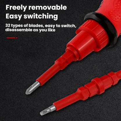 34 in 1 Manual Rubber-Coated Ratchet Screwdriver Repair Tool Set, 34 in 1