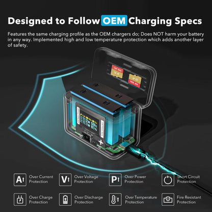 Chargeur de batterie SYMIK pour Insta360 X3 / ONE X2 Étui de charge bidirectionnel avec écran OLED de 0,96 pouce, pour Insta360 X3 / ONE X2