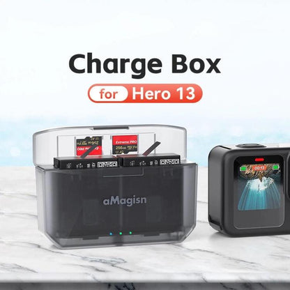 aMagisn Fast Charging Battery Charger Case for GoPro HERO13 Black/12 Black /11 Black  /10 Black /9 Black