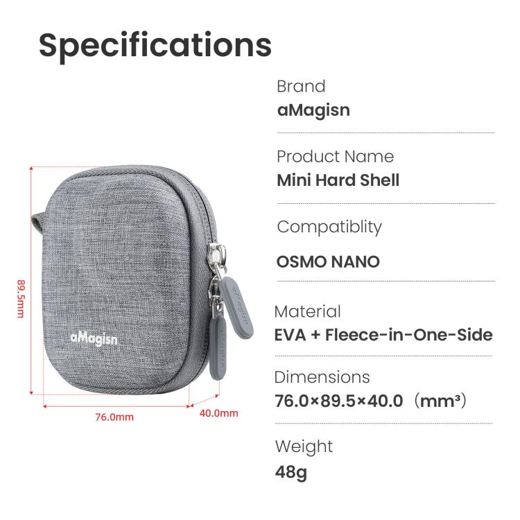 For DJI Osmo Nano Camera aMagisn Mini Hard Shell Case Compact Protective Pouch with Carabiner Clip