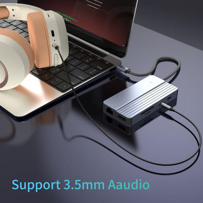 10-In-1 USB-C/Type-C Hub With 100W Power Delivery, HDMI 4K 30Hz, USB 3.0/2.0 Ports, SD/TF Card Reader, 100Mbps Ethernet & Audio Jack