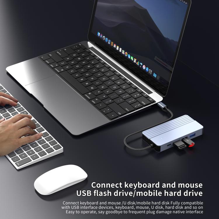 10-In-1 USB-C/Type-C Hub With 100W Power Delivery, HDMI 4K 30Hz, USB 3.0/2.0 Ports, SD/TF Card Reader, 100Mbps Ethernet & Audio Jack