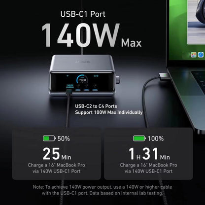 ANKER Prime Gallium Nitride 250W Fast Charger 4 Type-C+2 USB 6-port Desktop Smart Display Charging Station, US Plug, A2345