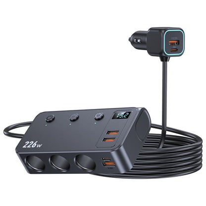 226W 3 In 1 Car Cigarette Lighter Digital Display PD Fast-Charging Car Charger