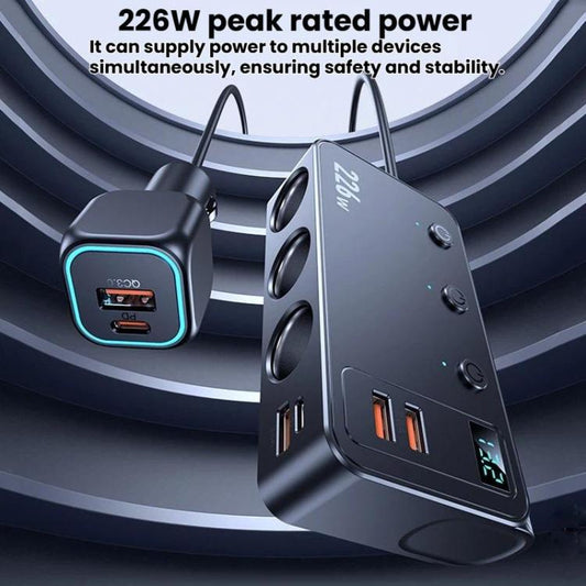 226W 3 In 1 Car Cigarette Lighter Digital Display PD Fast-Charging Car Charger