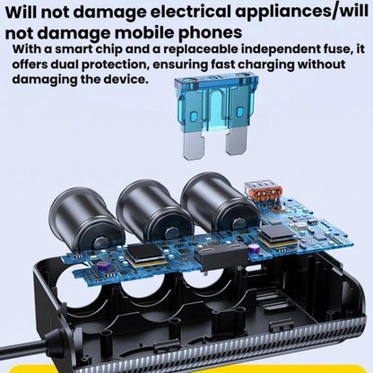 226W 3 In 1 Car Cigarette Lighter Digital Display PD Fast-Charging Car Charger