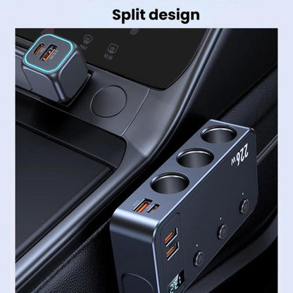 226W 3 In 1 Car Cigarette Lighter Digital Display PD Fast-Charging Car Charger