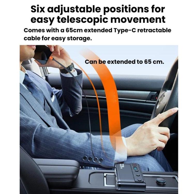228W Car Cigarette Lighter Retractable Cable 3 In 1 Fast-Charging Car Charger With Independent Switches