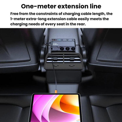 228W Car Cigarette Lighter Retractable Cable 3 In 1 Fast-Charging Car Charger With Independent Switches