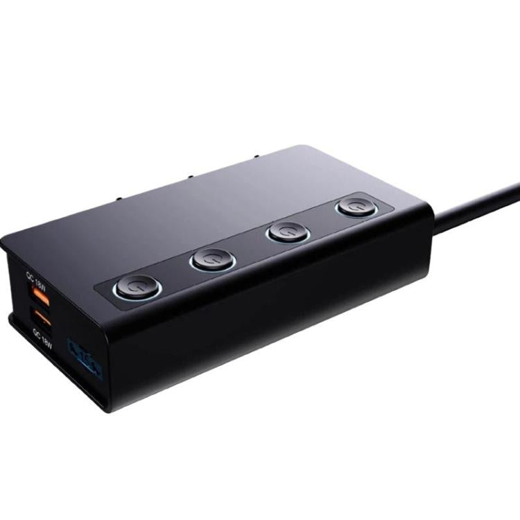 Car Cigarette Lighter 3 In 1 Car Charger With Switches Voltage Display Multiple Ports