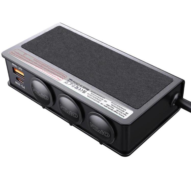 Car Cigarette Lighter 3 In 1 Car Charger With Switches Voltage Display Multiple Ports