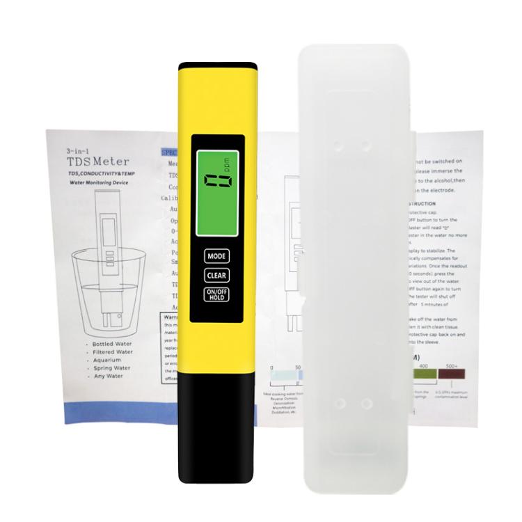 Dual-Color Smart Backlight Water Quality Tester Pen 3-in-1 TDS Meter Conductivity & Temperature Detector