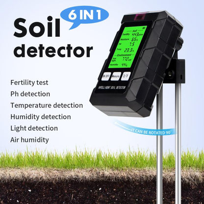 6-in-1 Soil Tester Fertility/PH/Temperature/Humidity/Light & Air Humidity Detector