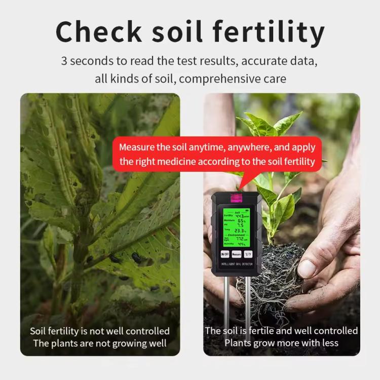 6-in-1 Soil Tester Fertility/PH/Temperature/Humidity/Light & Air Humidity Detector