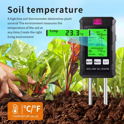 6-in-1 Soil Tester Fertility/PH/Temperature/Humidity/Light & Air Humidity Detector