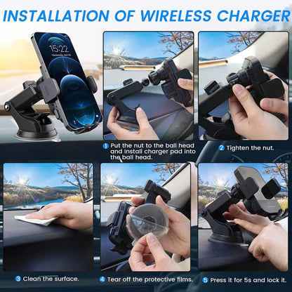 5W-15W Air Vent Car Wireless Charging Mount Smart Sensor Mount For Phone Charging