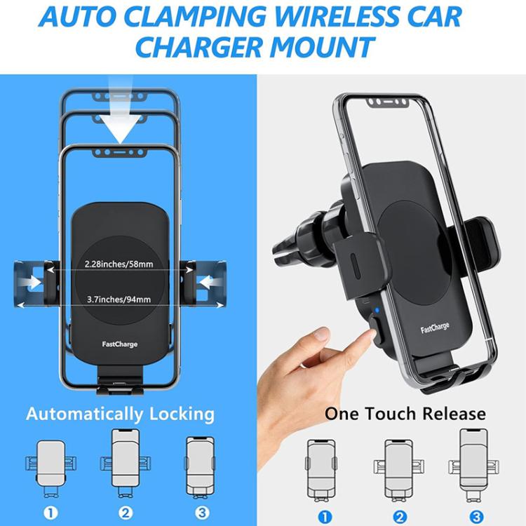 5W-15W Air Vent Car Wireless Charging Mount Smart Sensor Mount For Phone Charging